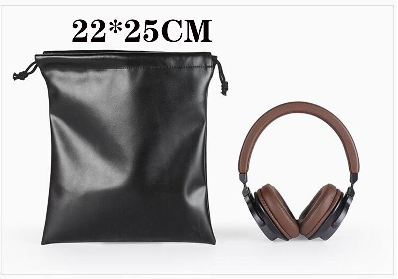 1pc PU Leather Soft Headphone Drawstring Bags Headset Earphone Data Cable Waterproof Storage String Bag Pouch: 22X25cm 1pc