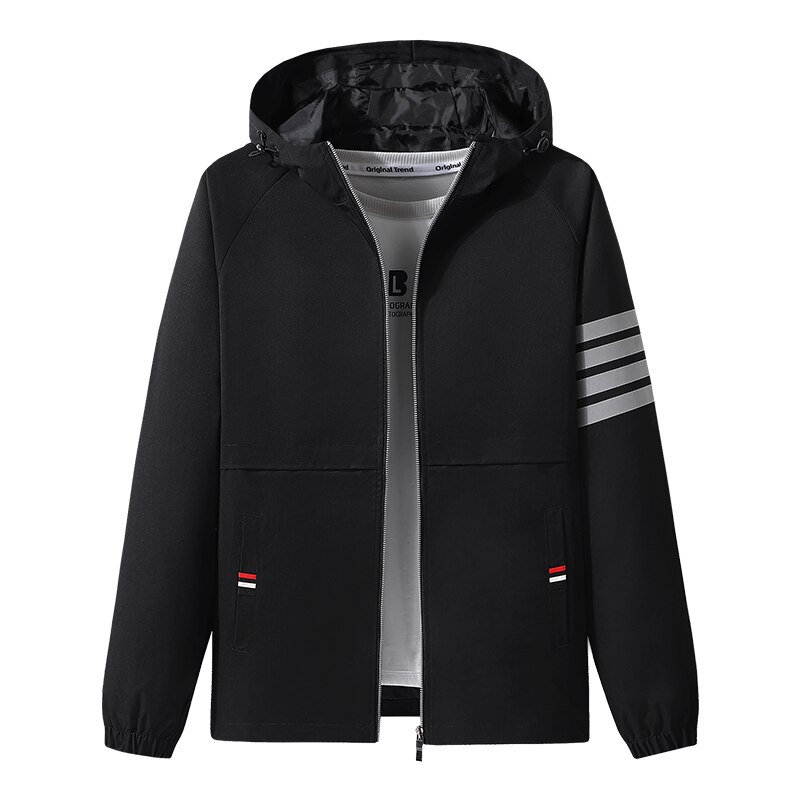 Lente Outdoor Jas Waterdicht Dunne Trekking Jas Herfst Uitloper Windjack Rits Kapmantel Slanke Jas Heren Jassen: Black / 4XL