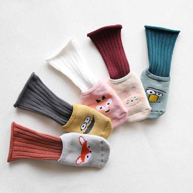 2 Pairs Knie Hohe Baby Socken Neugeborenen Baumwolle Warme Sockings Verdicken Winter Mädchen Baumwolle Cartoon Infant Baby Jungen Socken Anti slip