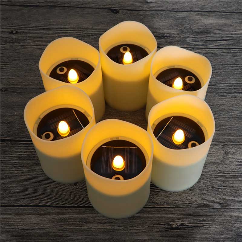 Pack Van 3 Of 6 Stuks Vlamloze Votive Solar Kaarsen Met Oplaadbare Functie, Batterij Operated Theelichtjes Voor Outdoor Tuin