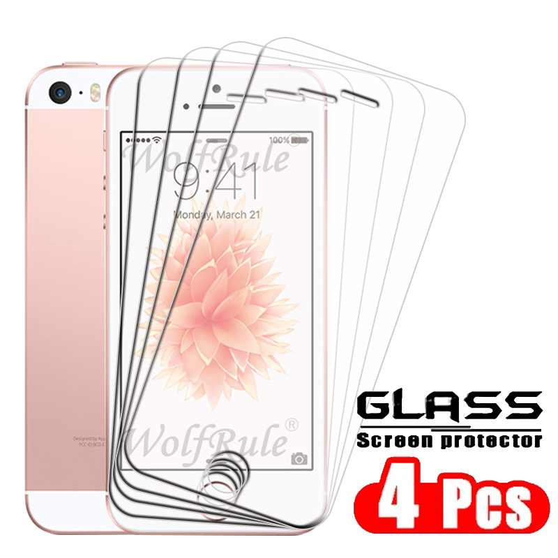 1/2/3/4 pièces pour iPhone 5 verre Apple iPhone 5 5S SE verre trempé 9H Transparent protecteur d'écran iPhone 5: Kaki / Bundle2