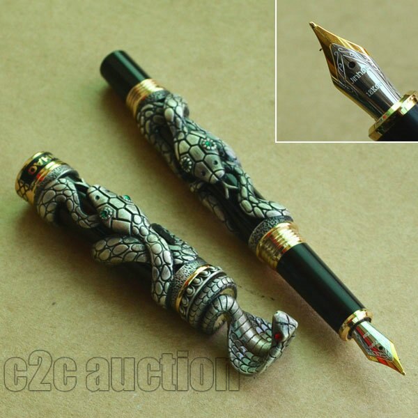 FOUNTAIN PEN JINHAO OLD GREY SNAKE YEAR COMMEMORATE MEDIUM 18KGP NIB