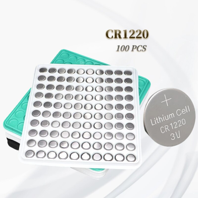 100 PCS CR1220 3V Environmental Protection Button Cell Toy Luminous Clock Remote Control Lithium Manganese Battery.