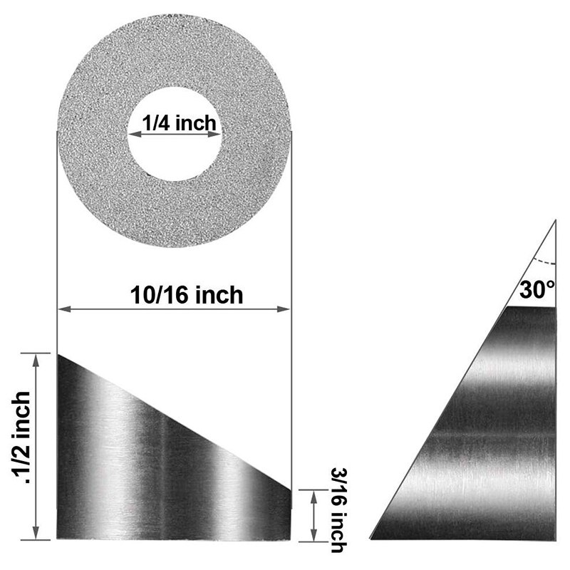 Rondelle biseautée en acier inoxydable T316, 1/4 pouces, Angle de 30 degrés, pour câbles de pont et garde-corps de 1/8 à 3/16 pouces, quincaillerie en bois et métal