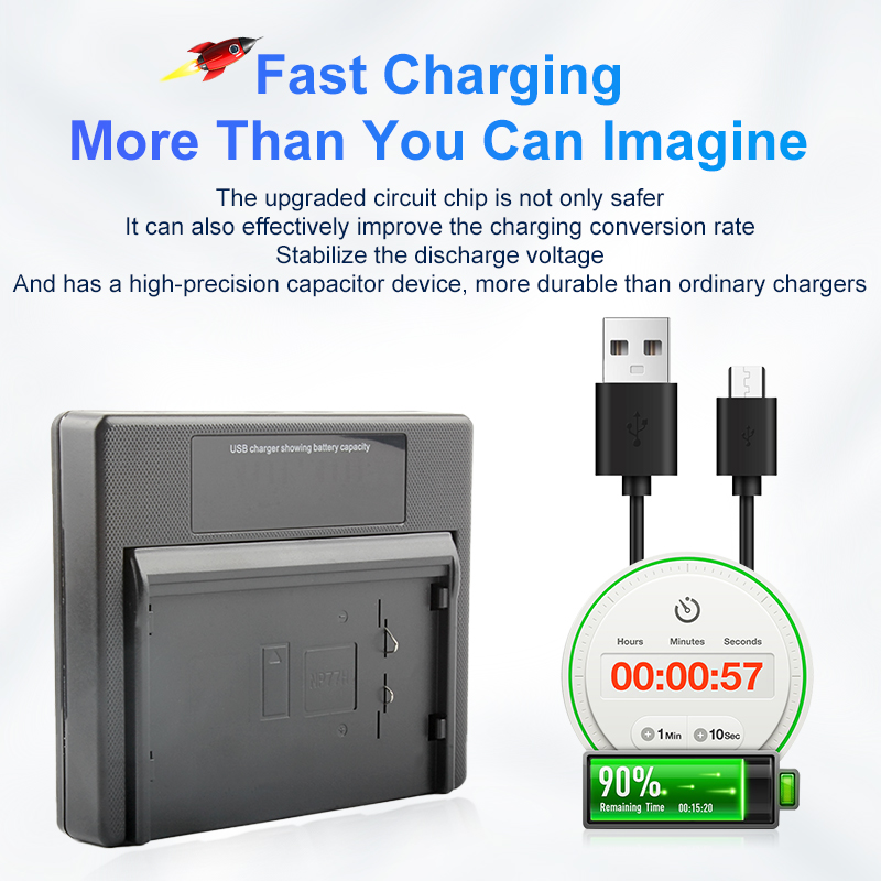 NP-77H LCD USB Dual Battery Charger NP77H for Sony NP-33,NP-55H,NP-55,NP-66H,NP-68,NP-78,NP-77,NP-98 Digital Camera Batteries