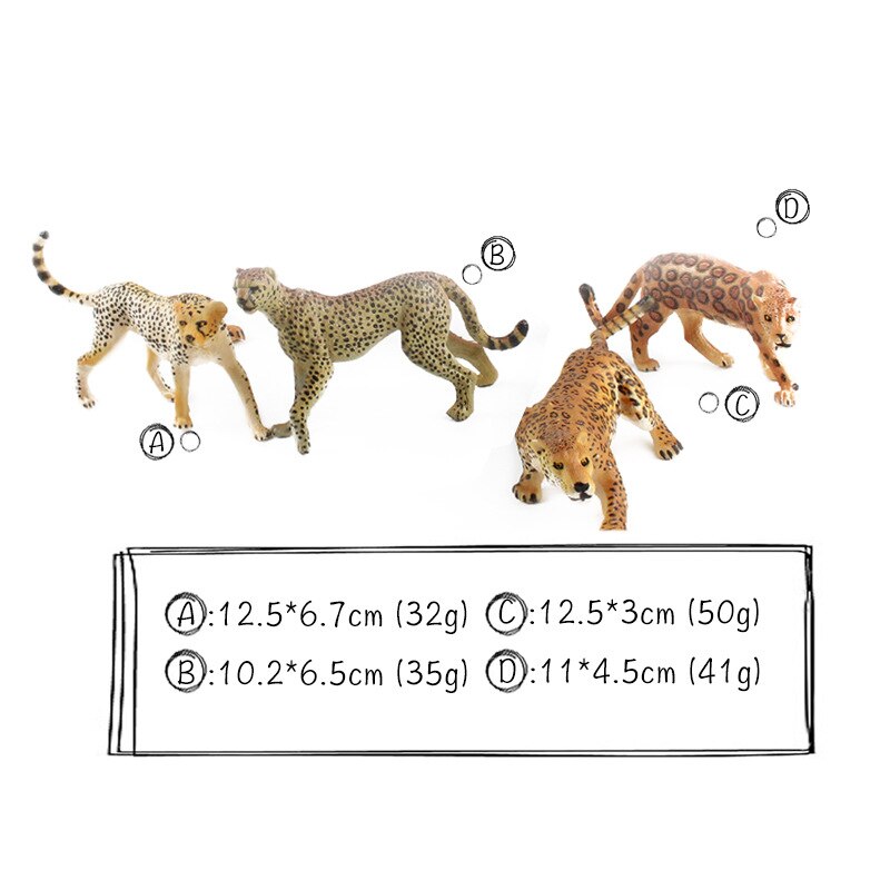 YUC Animal Toy Zoo Set Simulation Figurines Model Wild Lion Tiger Wolf Action Figure Farm Poultry Horse Cow Pig Educational: Cheetah