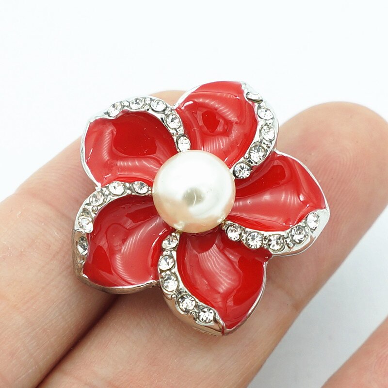 beauty Rhinestone Pearl Colorful Flowers 20MM snap buttons fit snap bracelet snap jewelry KZ1377