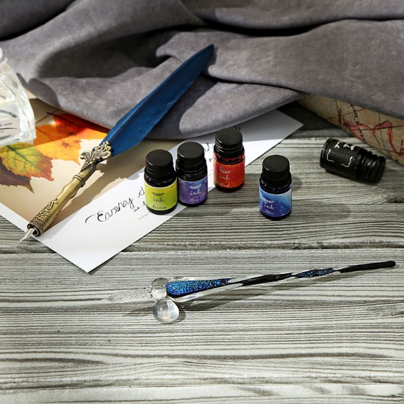 1 set vintage kalligrafie veer dip pen vulpen inktpunt kantoorbenodigdheden