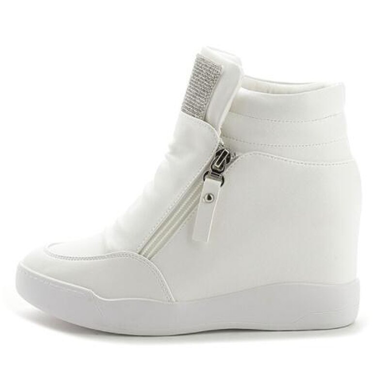 Merke høst vinter plattform kilehæl støvler damesko med økt plattformsåle kvinnelige uformelt glidelås botas  v561