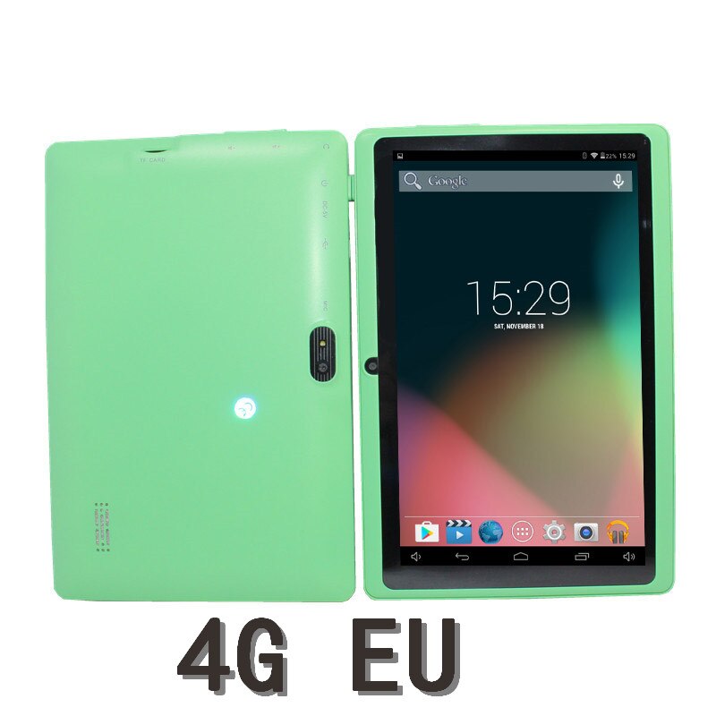 Originele 7 inch Tablet Pc Allwinner A33 Quad Core 4G Telefoontje Google Markt GPS WiFi FM Bluetooth wiFi Tabletten: Green  4G EU