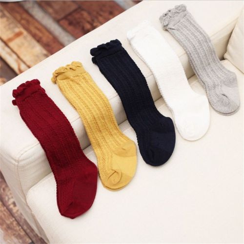 Citgeett Solid Baby Girl Sokken Knie Hoge Bogen Warme Sokken Leuke Lange Buis Booties Gestreepte Casual
