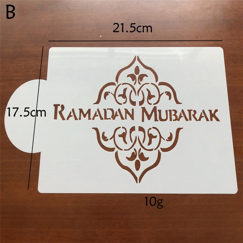 1 stk eid mubarak ramadan kaffe udskrivning skabelon spray stencilsæt diy fondant kage kiks dekorationsværktøjer: B