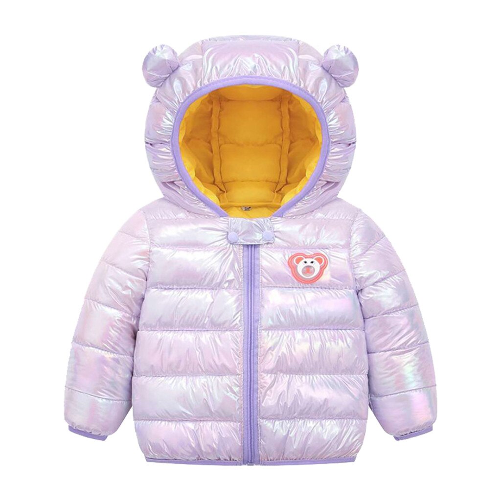 Mode Peuter Kinderen Baby Jongens Meisjes Winter Sneeuw Dragen Cartoon Lange Mouwen Winddicht Jas Hooded Warm Uitloper Jas # g4: Paars / 24M