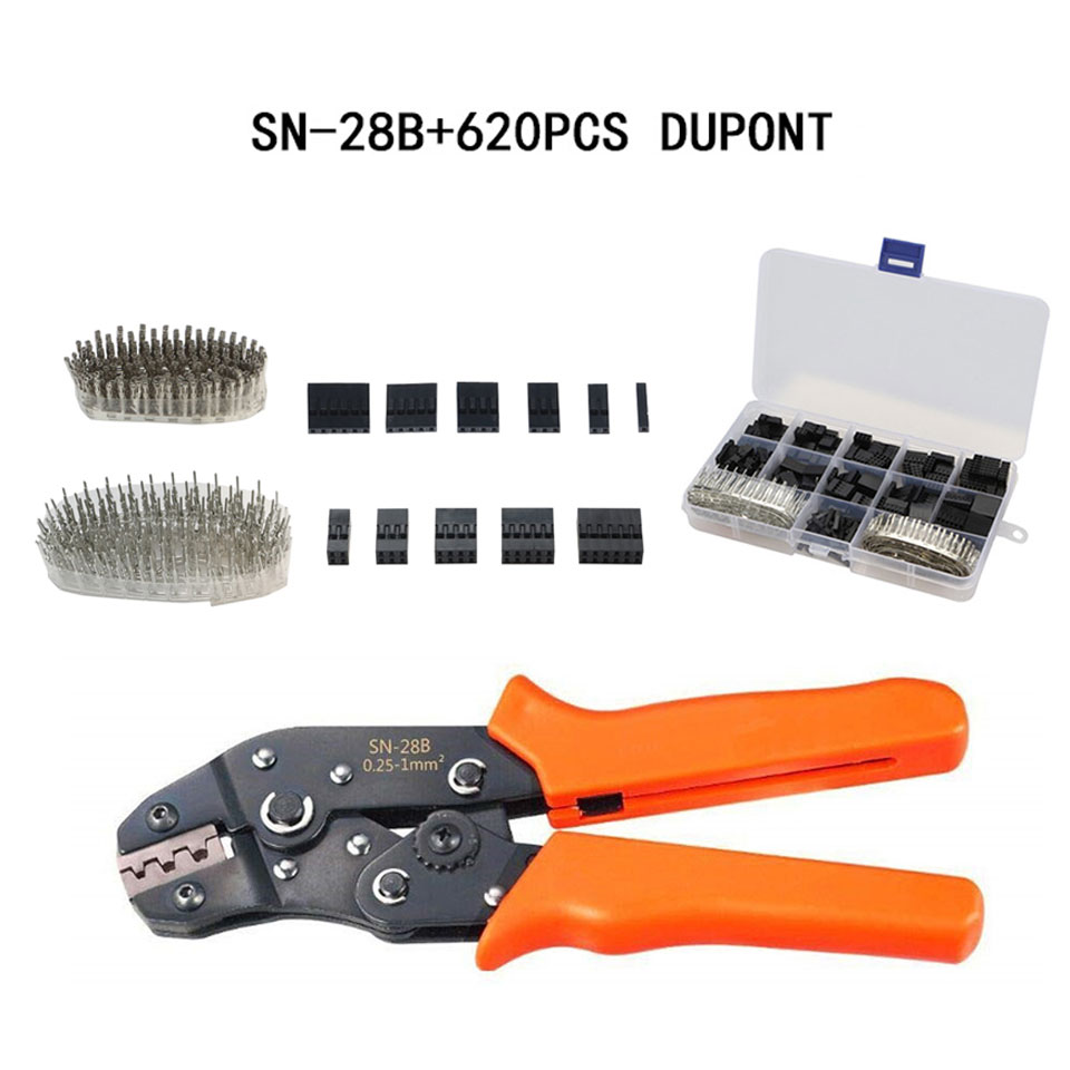 SN-28B 310 piezas/620 piezas dupont herramienta que prensa kit jst xh crimpado alicates terminal de puntera para rizador de terminales de abrazadera kit de herramienta