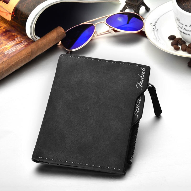 Wallet Men Soft Leather wallet with removable card slots multifunction men wallet purse male clutch top !: Black