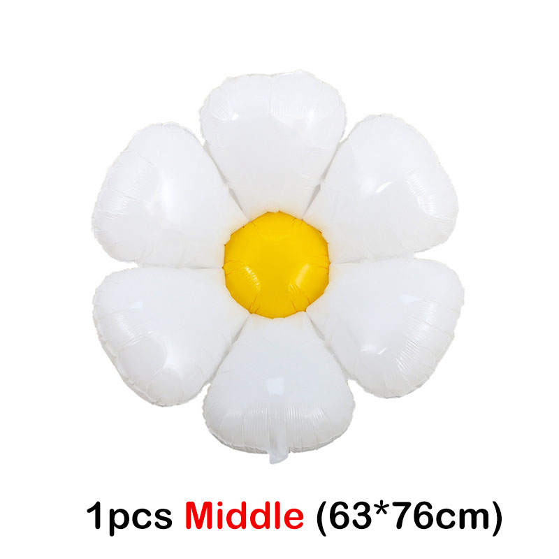21PC Daisy Balloon Set - 3 Sizes White Foil Flower Balloons For Baby Shower Wedding Decor