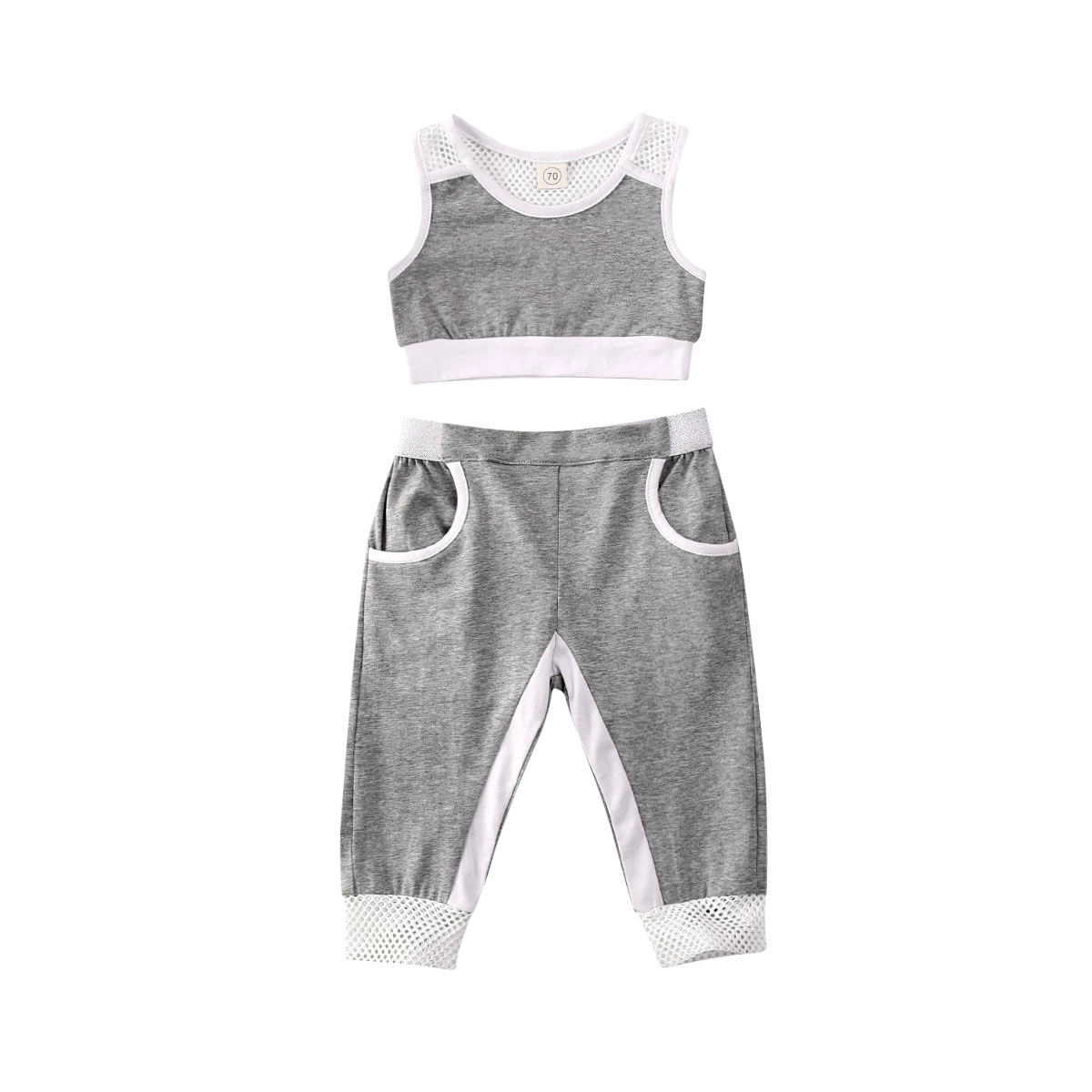 Toddler Kids Baby Girl Sports Outfit Vest Crop Top Pants Tracksuit Clothes