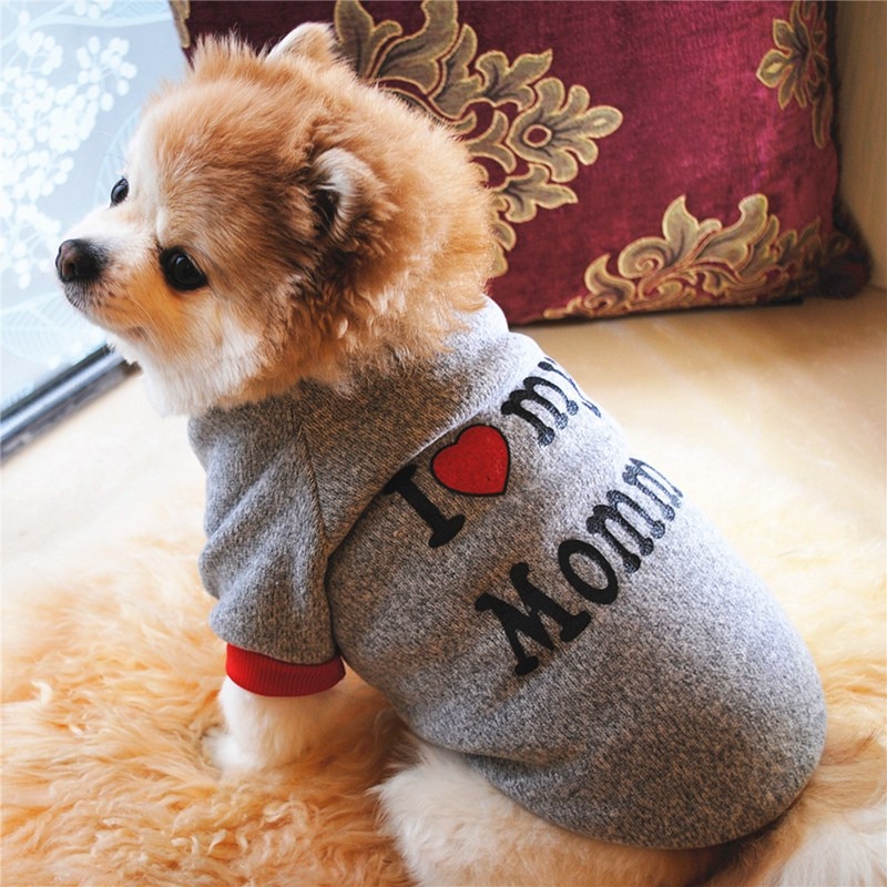 I LOVE MOM Dog Winter Coat Pet Coat Jacket Puppy Chihuahua Dogs Clothes For Dog Winter Clothing