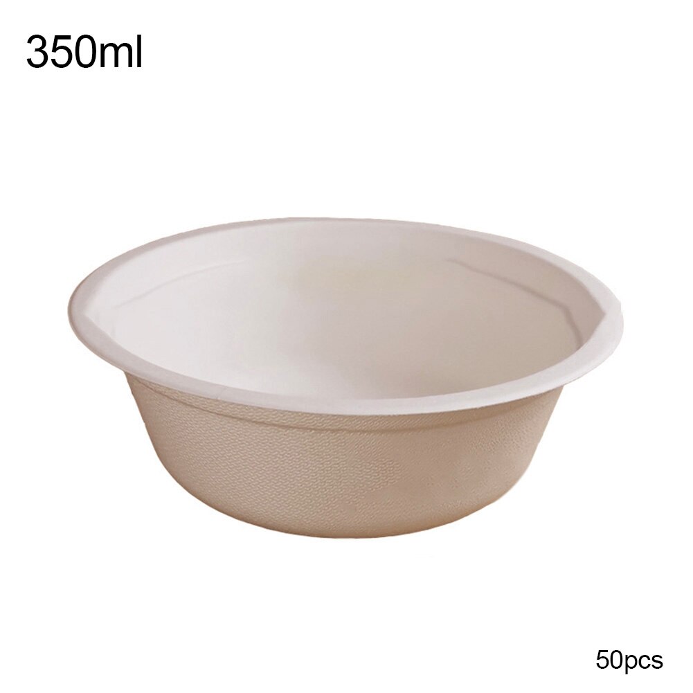 50Pcs Biologisch Afbreekbare Wegwerp Kom Restaurant Keuken Koud Gebruik Container Koelkast Opbergdoos Microwaveable: Yellow 350ml