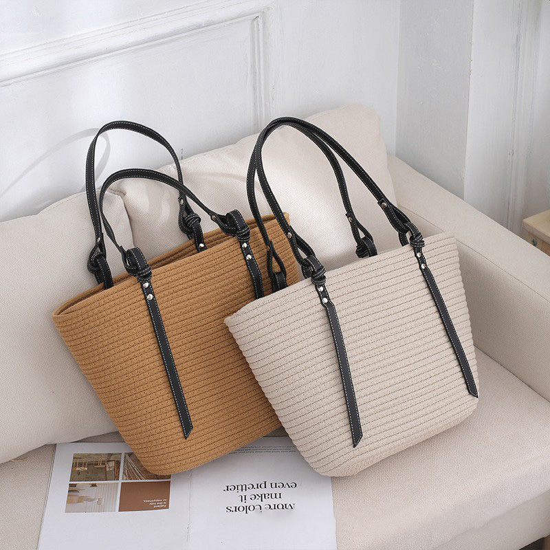 Bohemian Stijl Strandtassen Hoge Capaciteit Handgemaakte Stro Handtas Bakken Casual Reis Strandtas Boodschappentassen Portemonnee Damestas