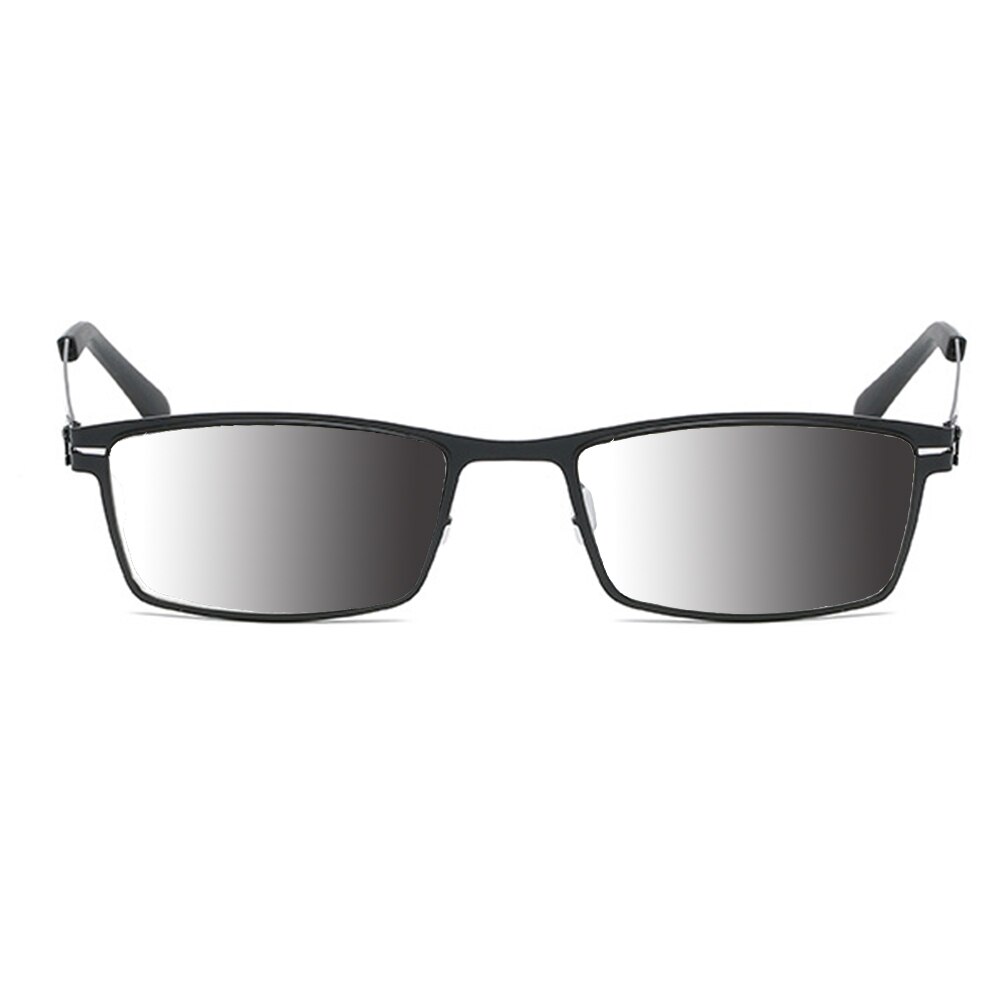 Moderne trend titanium legering zwarte luxe volledige rand fotochromatische overgang zonnebril leesbril  +0.75 +1 +1.5 +1.75 to +4: +75