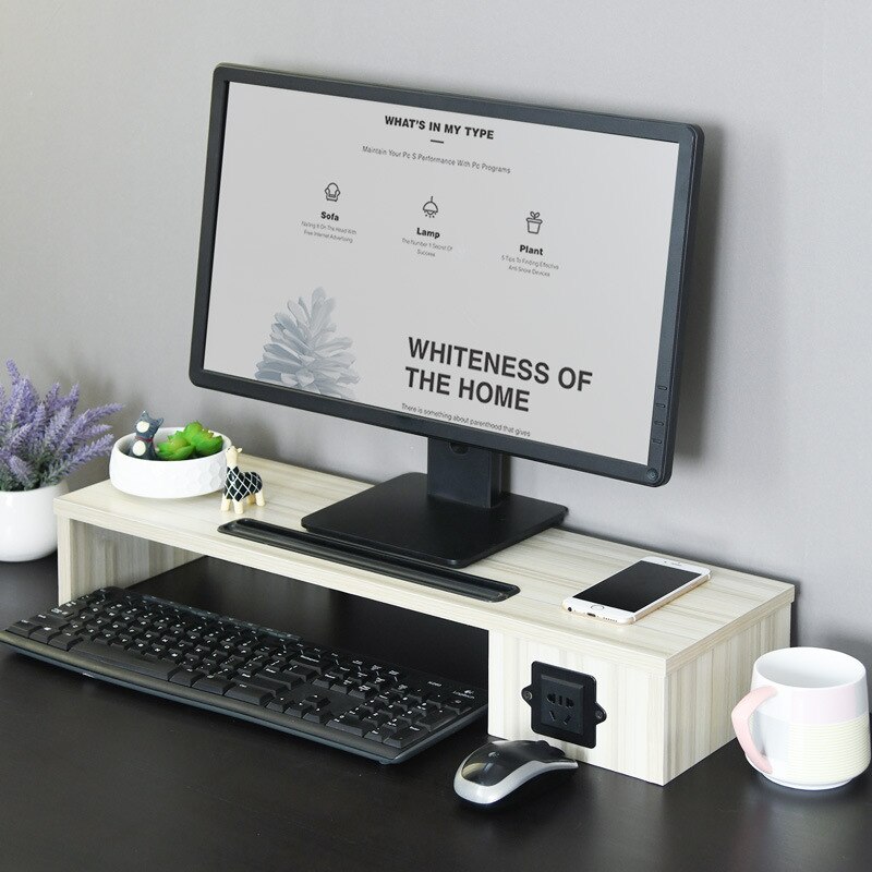 High home monitor with raised stand desktop with socket multi-function card slot computer screen stand: With socket C