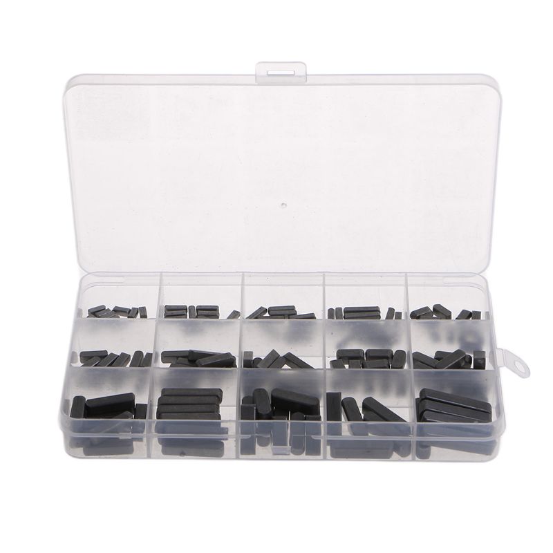 140Pcs Round Ended Feather Key Parallel Drive Shaft Keys Set 8mm 10mm 12mm 16mm 20mm 25mm 30mm Hardware with Box