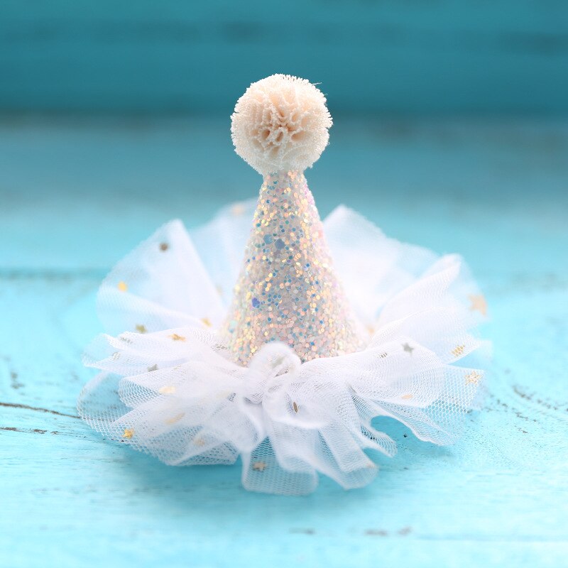 Diademas DE CORONA DE Princesa para niña, diademas de encaje brillante, accesorios para el cabello para niña, sombrero de de cumpleaños, decoración: White Hairpin