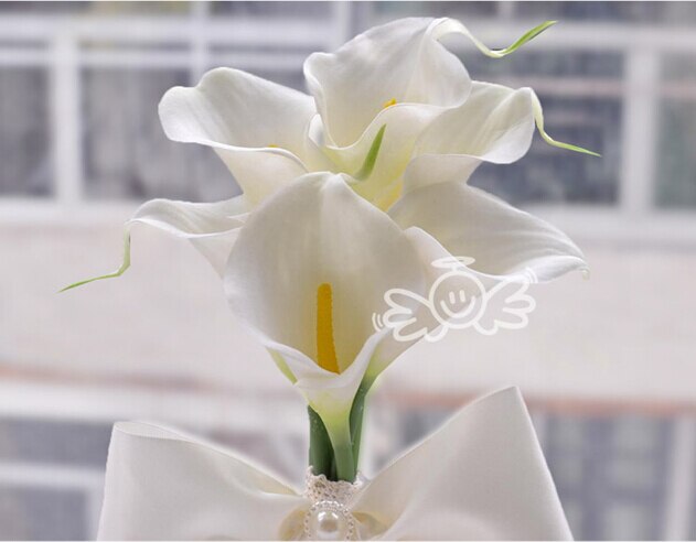 6 stk calla lilje blomster brude bryllup buketter formell brudepike hage kirke Strand bryllupsfest hvit gul blondere