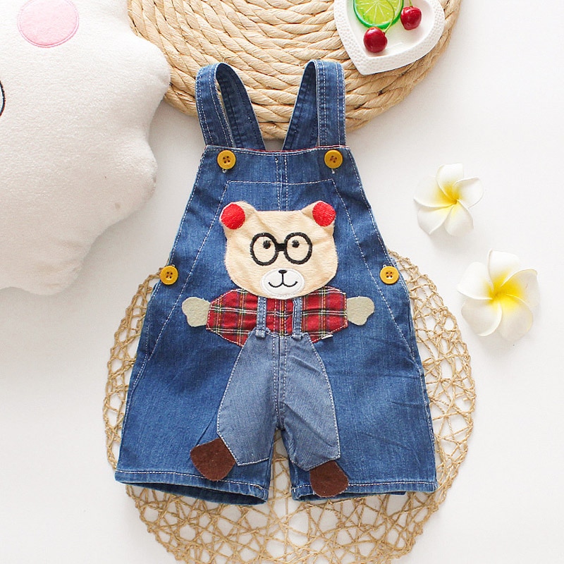 Diimuu Zomer Kinderen Kids Baby Jongens Denim Broek 1-3Y Zuigelingen Jongen Korte Overalls Kleding Kid Casual Cartoon Print Bodems