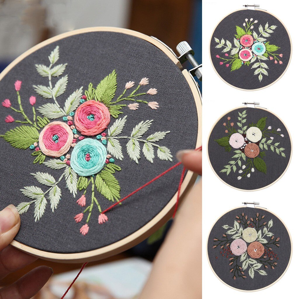 DIY Ribbons Embroidery For Beginners Practical Kits Needlework Floral Cross Stitch Wall Painting Art Home Decor Set