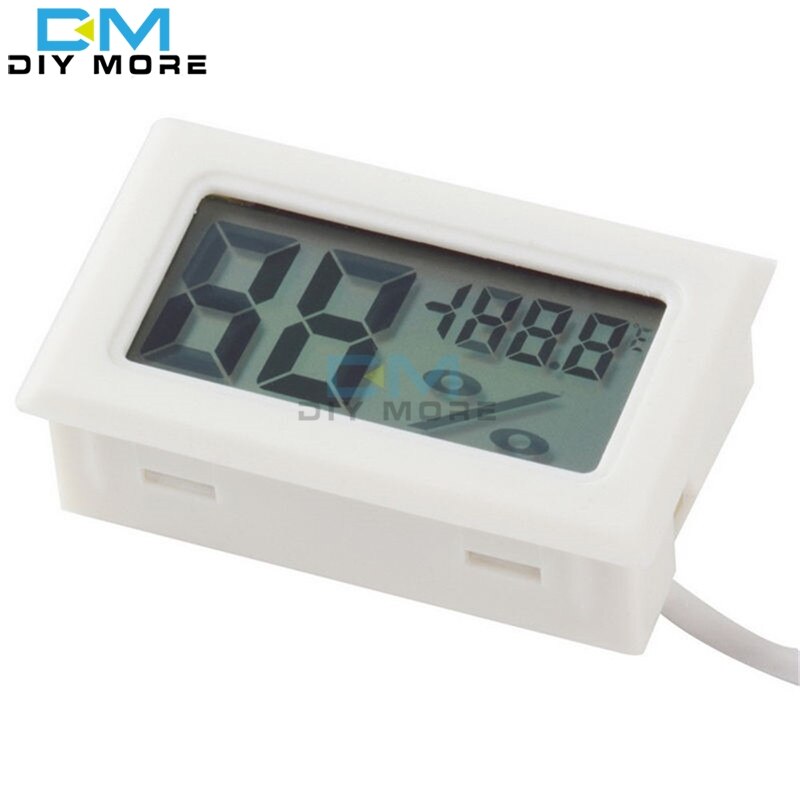 Mini Probe Digital LCD Thermometer Hygrometer Humidity Temperature Meter Indoor Digital LCD Display White Black: White