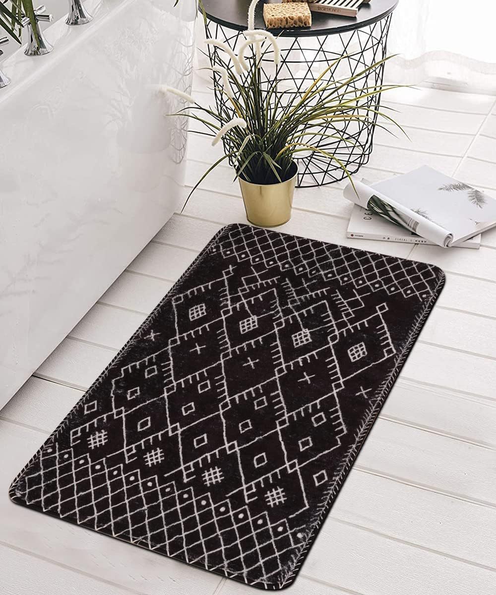 Badkleed Boho Lange Badmat Antislip Marokkaanse Geometrische Boerderij Badkleed Zacht Fluwelen Machine Wasbare Vloermatten: Rood / 500MMx800MM