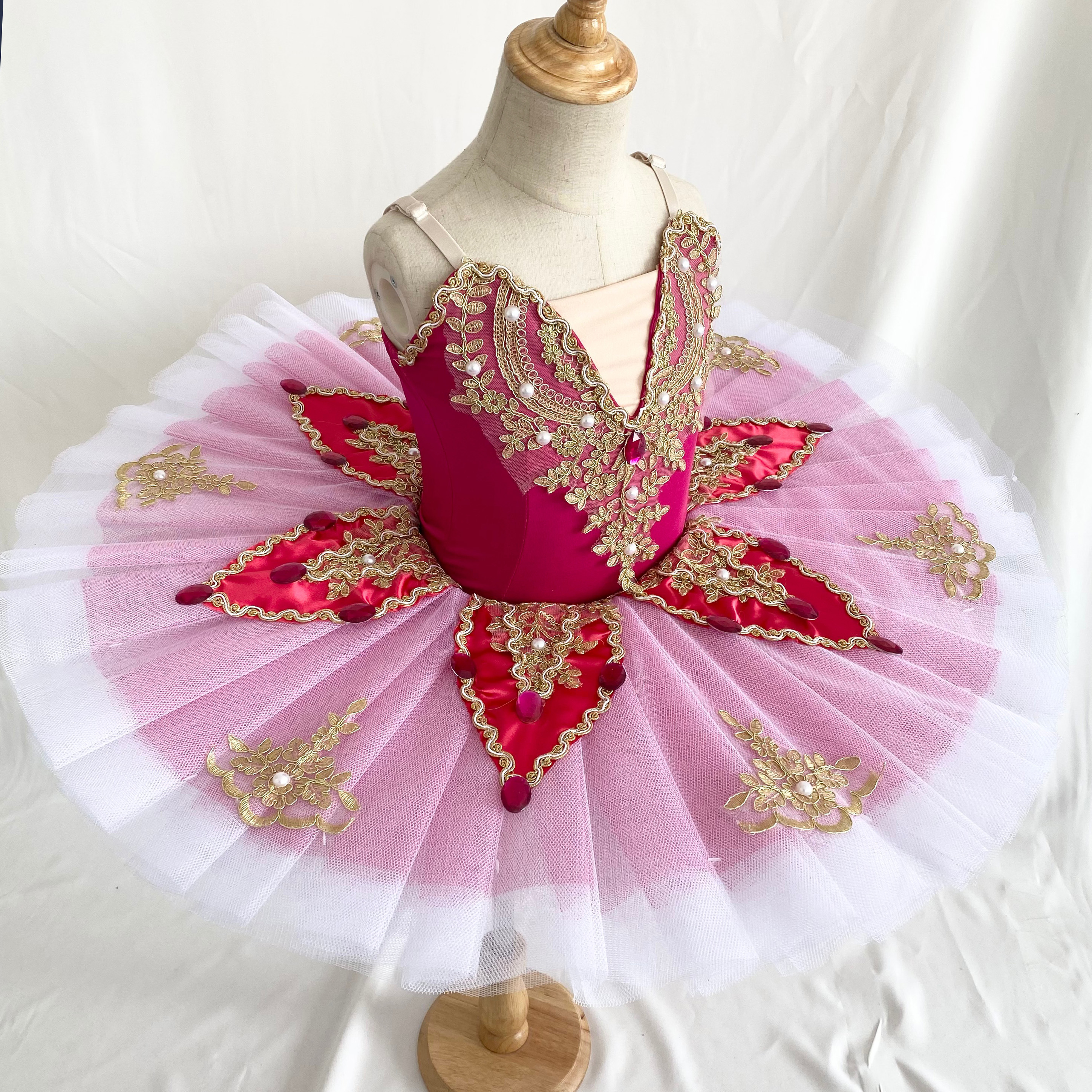 Kinder rose rot ballett rock mädchen institutionellen bühne leistung kleidung kleiner schwan Tutu leistung kleidung schlafen werden: RHODO / 120cm