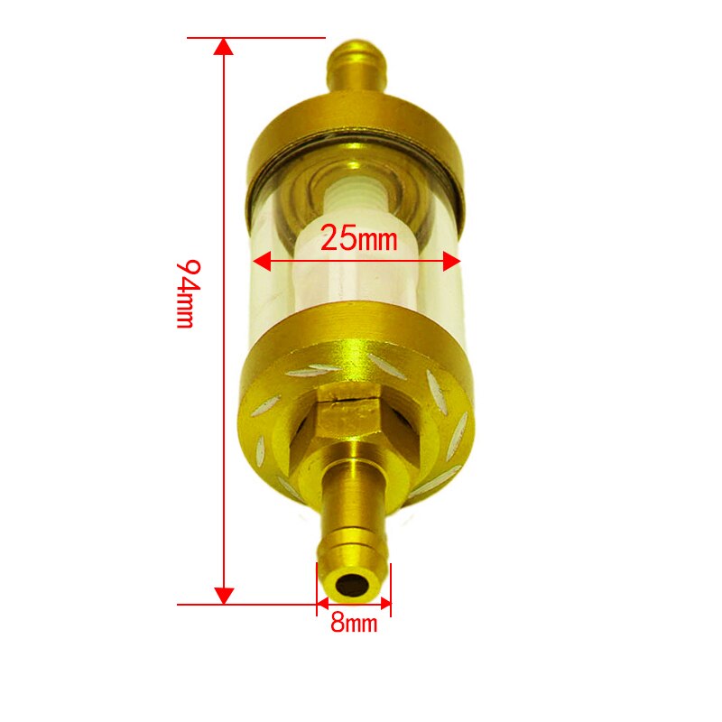 Motorcykel modificeret metaloliefilter benzinfilter filter aftageligt gas / brændstoffilter lille motorcykel tilbehør: Guld