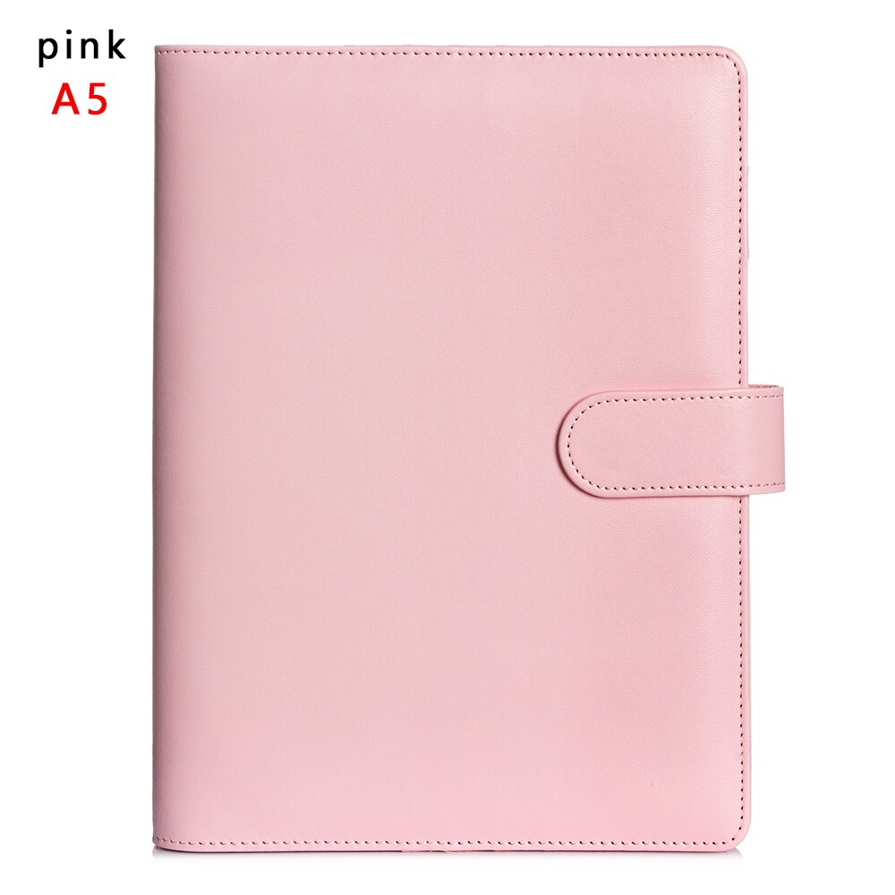 A5 A6 Classic Loose Leaf Ring Binder Notebook Multifunctional Planner Weekly Monthly Diary Notebook Cover Stationery: A5-pink