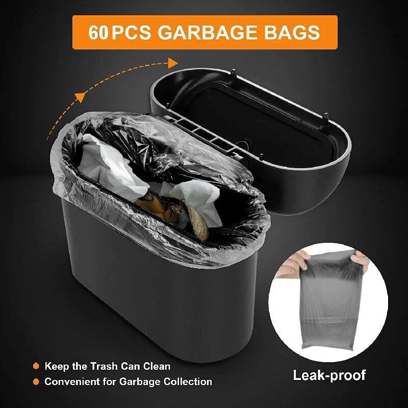 EvaluCar-Poubelle à clapet universelle pour véhicule, poubelle à presser carrée, boîte de rangement, poubelle à poussière, ABS noir, 6P
