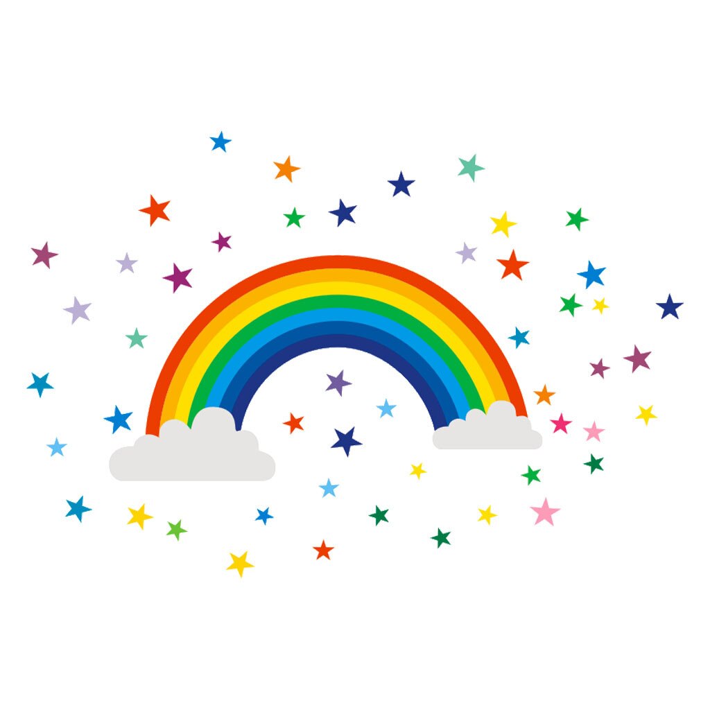 Hjem indretning regnbue tegn klistermærke mærkat soveværelse vinyl kunst vægmaleri temmelig skinnende stjerner på regnbue sky værelse væg klistermærker mærkat