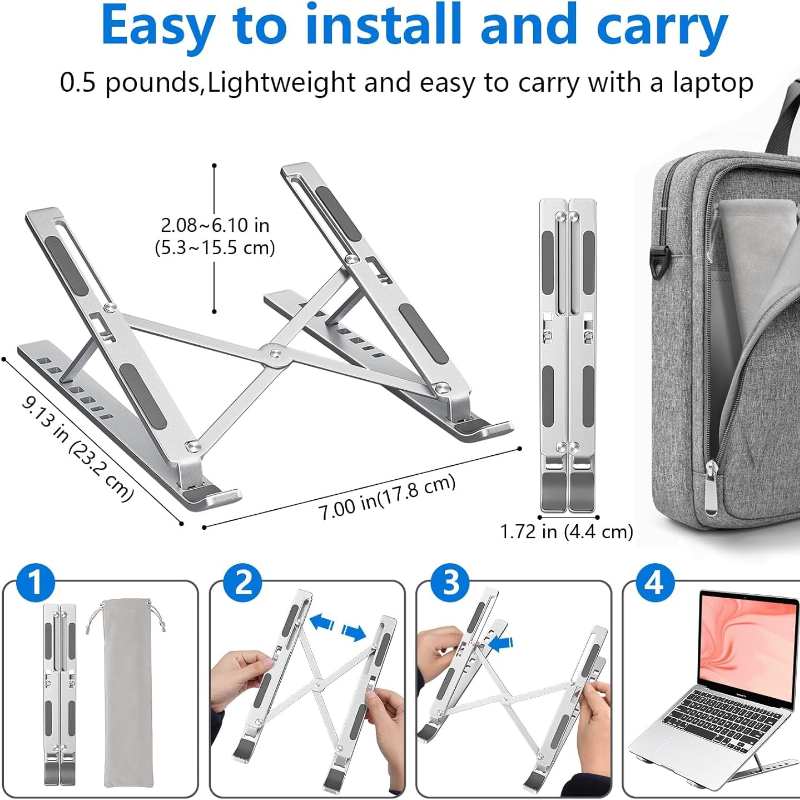 Säädettävä kannettavan tietokoneen teline alumiiniseoksesta valmistettu pöytäteline taitettava kannettava teline macbook air pro -kannettavan tietokoneen tablettialustan jäähdytykseen