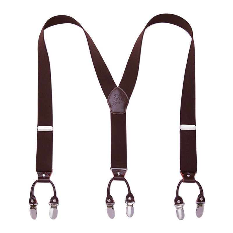 men&#39;s Suspender Elastic Leather 3.5 Cm Width Adjustable Elastic X Back Clips Men&#39;s Trousers Wedding Suspension 13 Colors: Dark brown