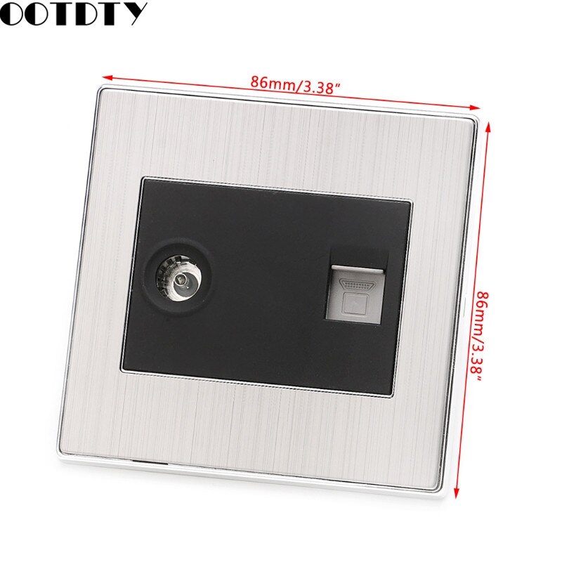 RJ45 Wall Internet Socket With TV Outlet Stainless Steel Brushed Silver Panel