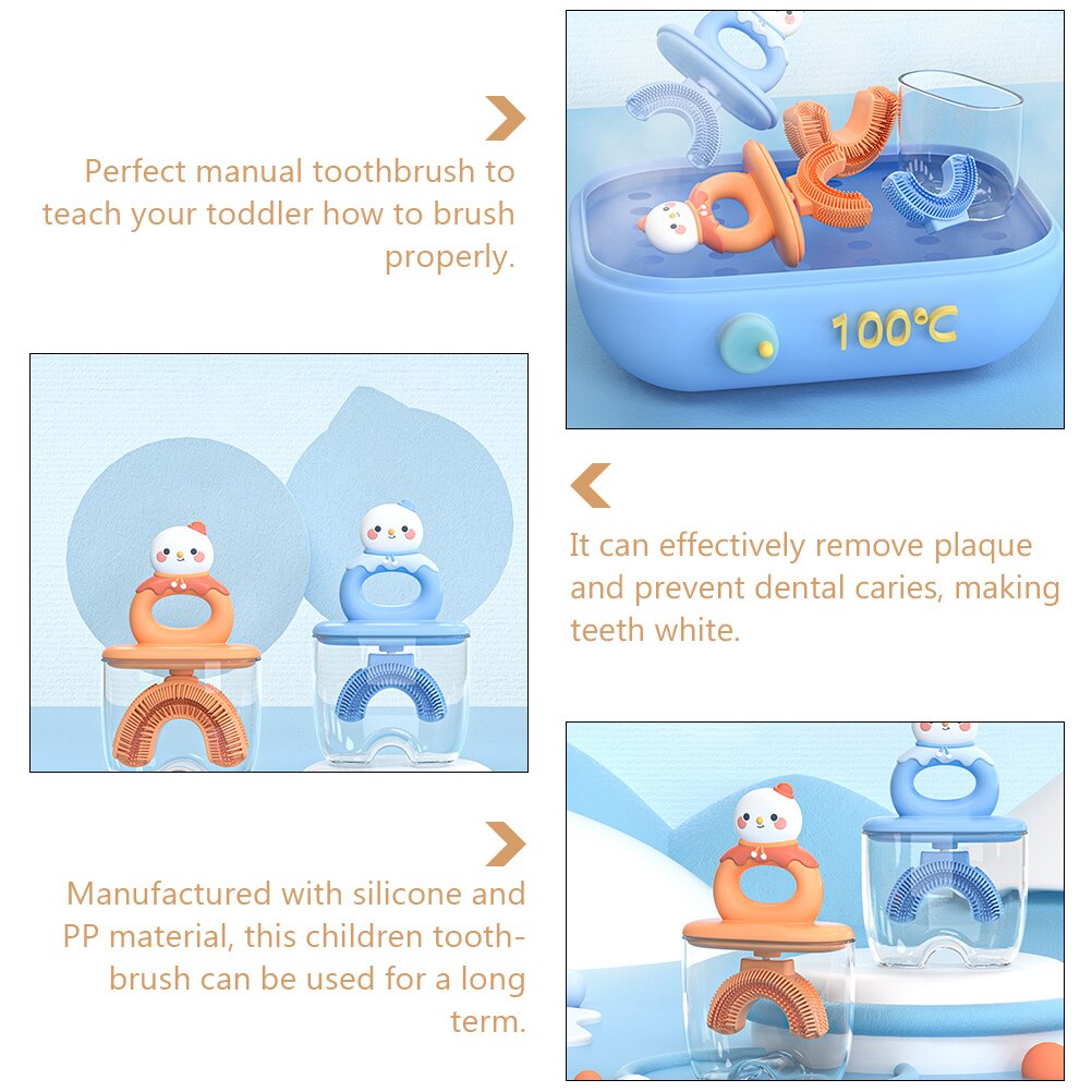 1 Set U-shaped Tooth Brush for Kids Convenient Kids Toothbrush Silicone Brush