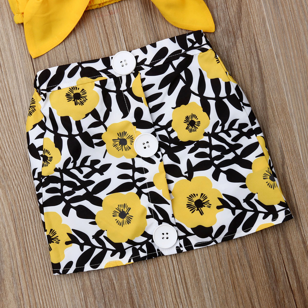 Pudcoco Zomer Peuter Baby Meisje Kleding Effen Kleur Strik Sling Crop Tops Bloemenprint Korte Rok 2 Stuks Outfits Sunsuit