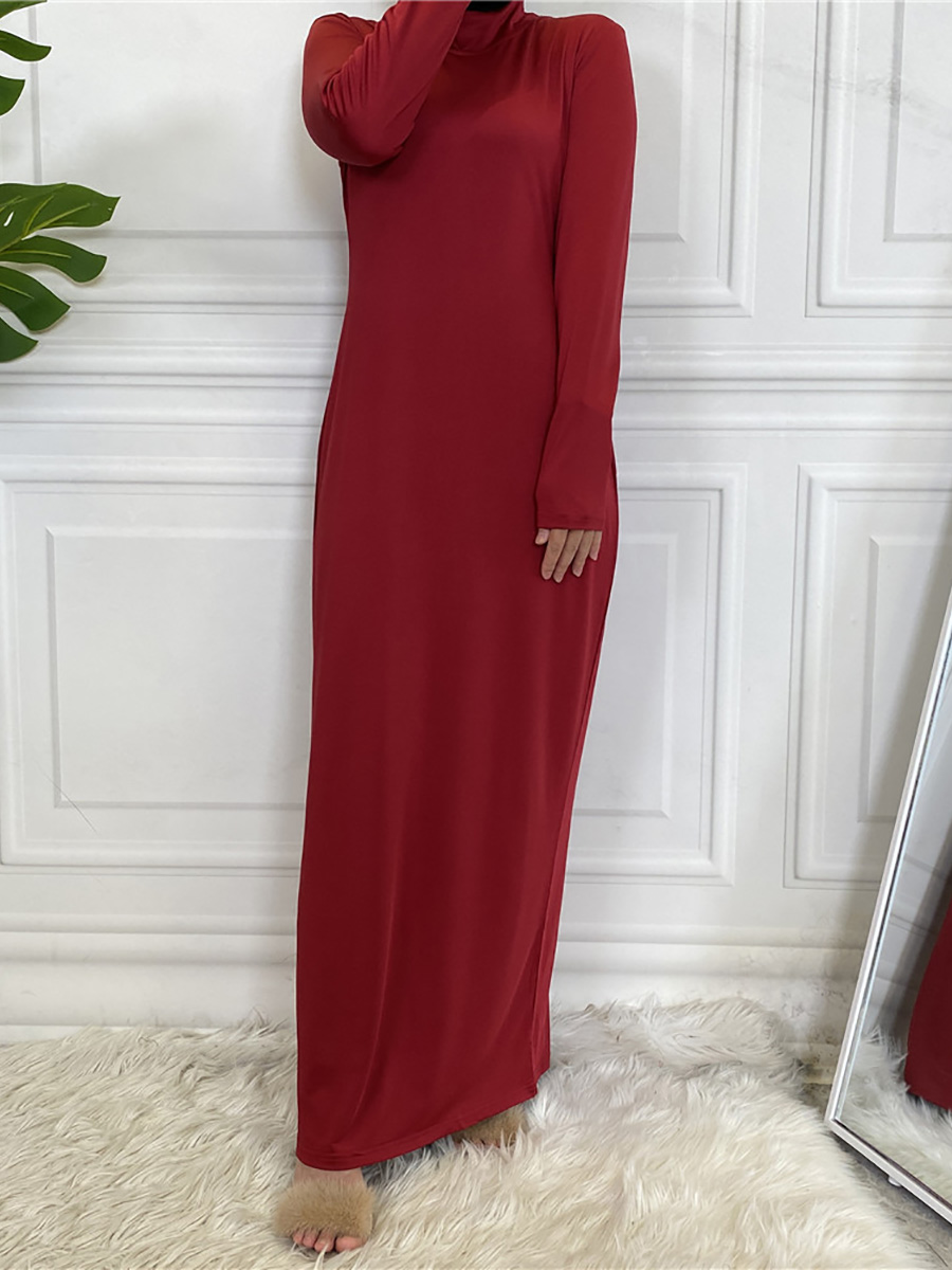 Vestido Abaya modesto para mujer, Vestido informal con cuello de tortuga, Hijab, Vestido interior musulmán para mujer, Maxi bata caftán turco, ropa islámica