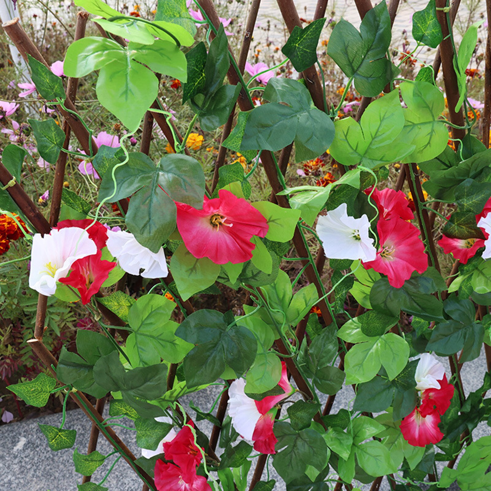 Garden Fence Willow Wooden Hedge With Artificial Flower Leaves Garden Decoration Screening Expanding Trellis Privacy Screen