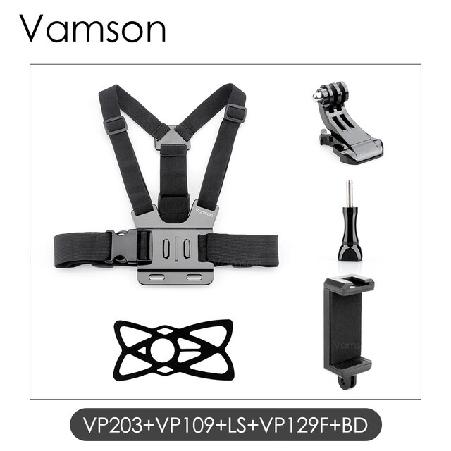 Vamson for Gopro Accessories Chest Strap Belt Body Tripod Harness Mount for Insta360 for Gopro Hero 10 9 8 7 5 6 for Yi 4K VP203: VP203-VP129F-BD