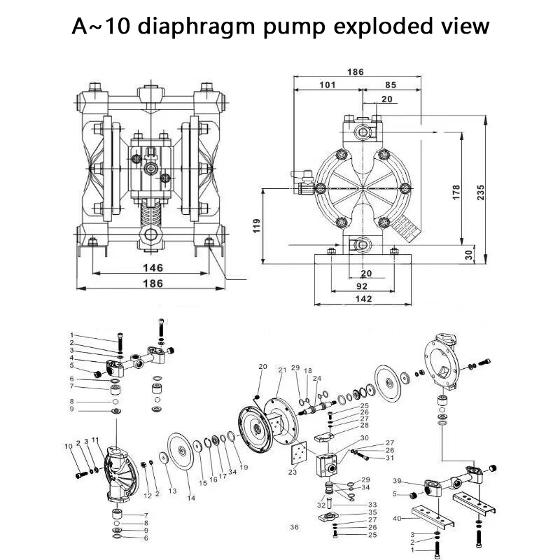 Diaphragm Paint Pumps Mini Air Operated Paint Pump Double Diaphragm Pressure-Stabilized Diaphragm Pump Mini Pneumatic