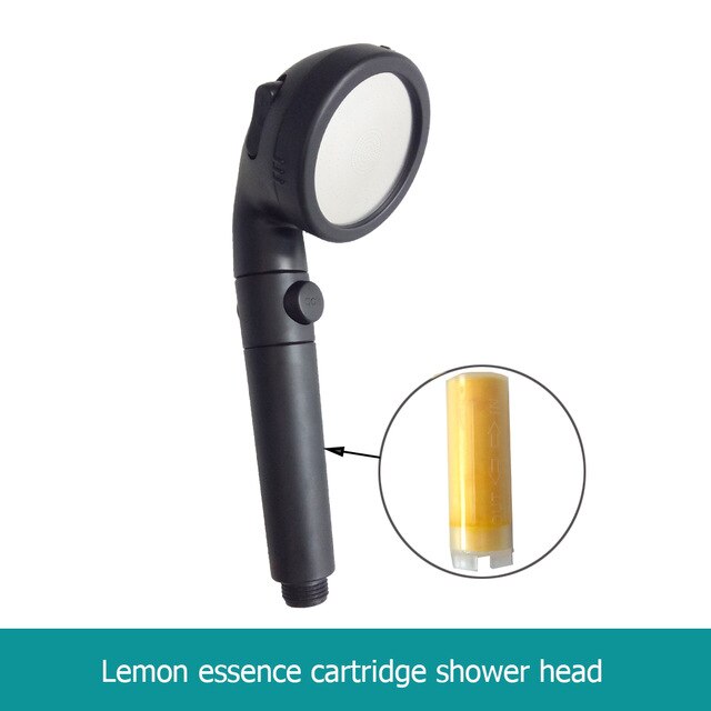 Ahorro de agua de alta presión negro mate ducha de filtro cabeza con parada Buttoon 3 modos bolitas minerales cabezas de ducha accesorios de baño: C193-black-essence