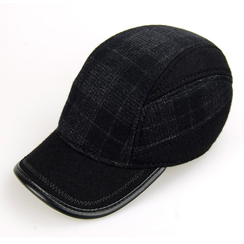 Pcfddr ull ull baseball caps i vinter ørebeskytter for middelaldrende og gamle menn.