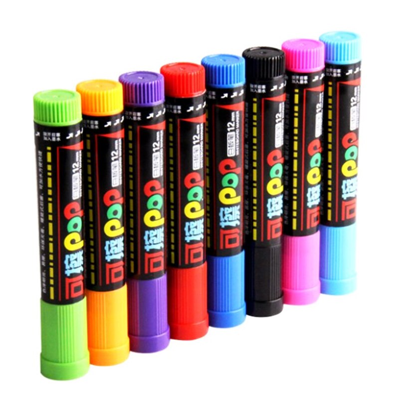 Genvana Multi-color Whiteboard Pop Marker Pen Platte 12 Mm Grote Capaciteit 8 Kleur/Set Inkt Navulbare